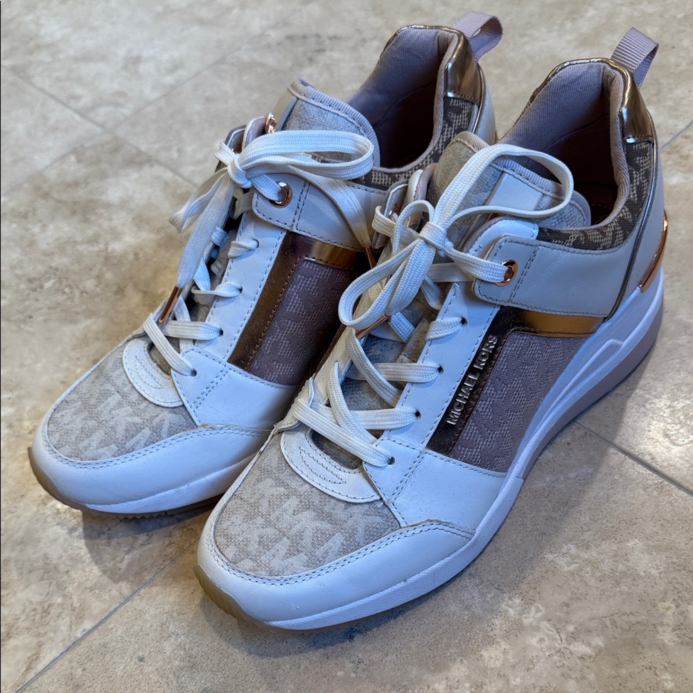 Michael Kors White and Brown Women's Sneakers